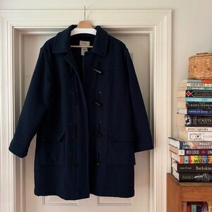 Kingfisher blue duffle coat, wool
